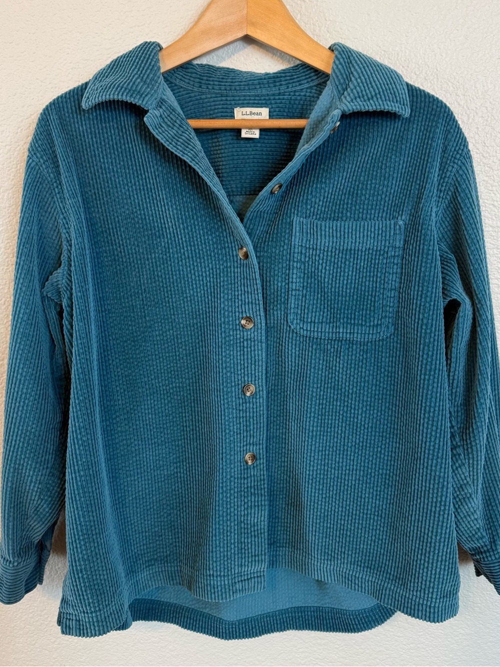 L.L. Bean Teal Corduroy Button-Front Women's Shirt